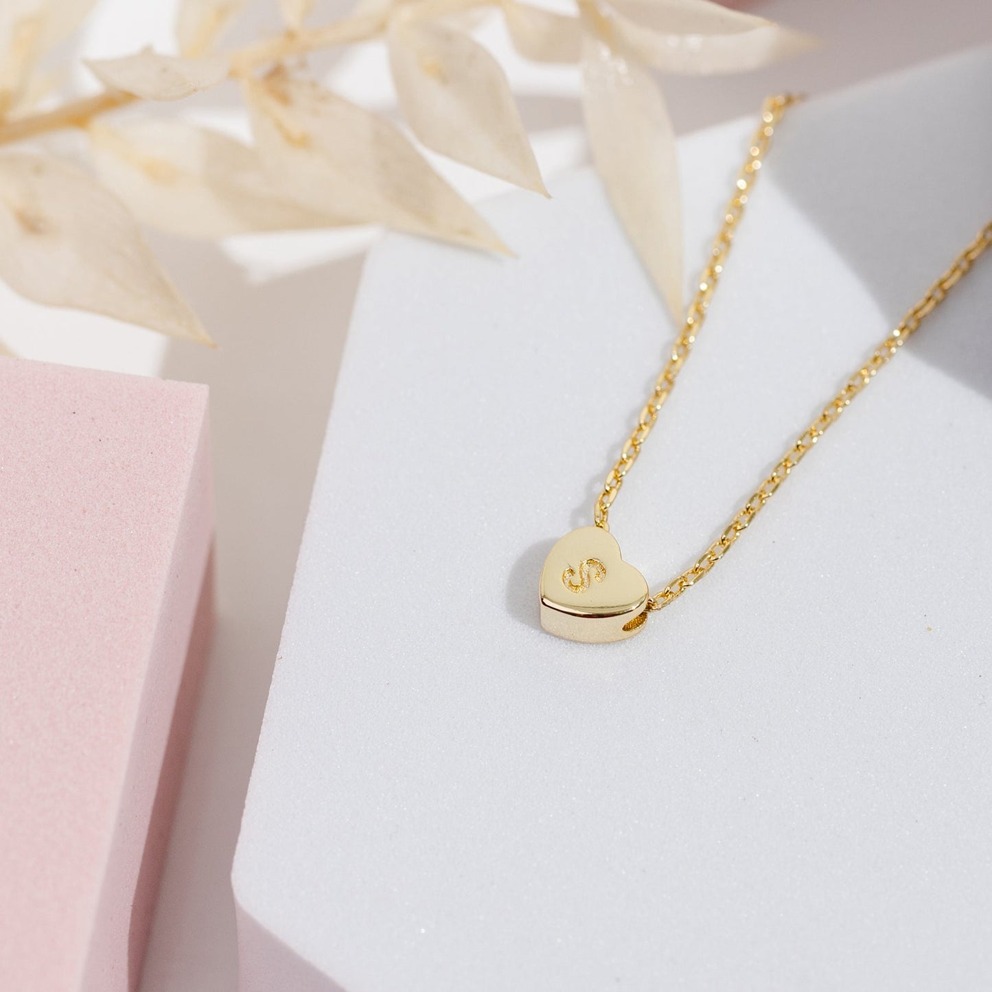 Dainty Heart Initial Necklace