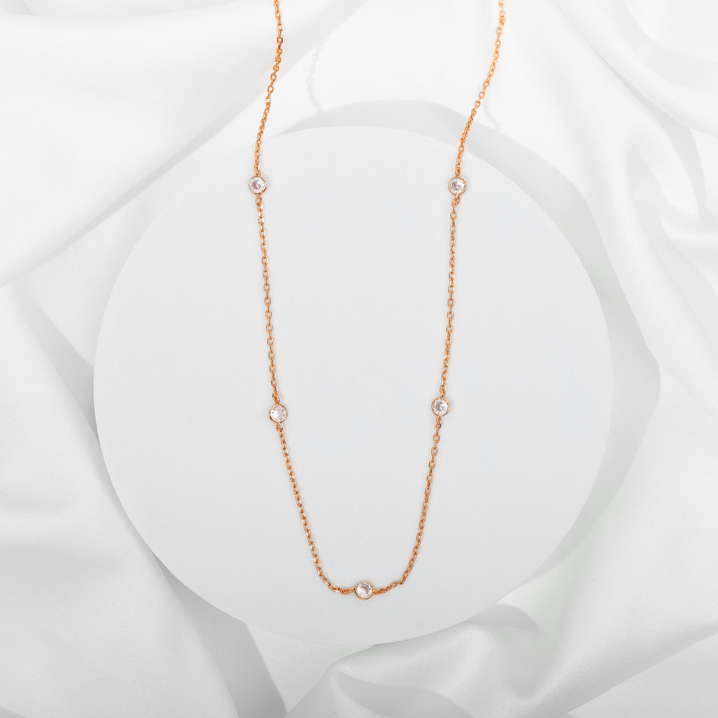 Simulated Diamond Station Necklace